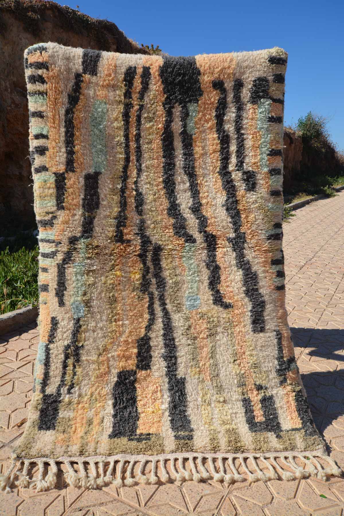 Daring (3'8" x 5'6") - Bold Sunshine Yellow Abstract Azilal Rug - Image 5