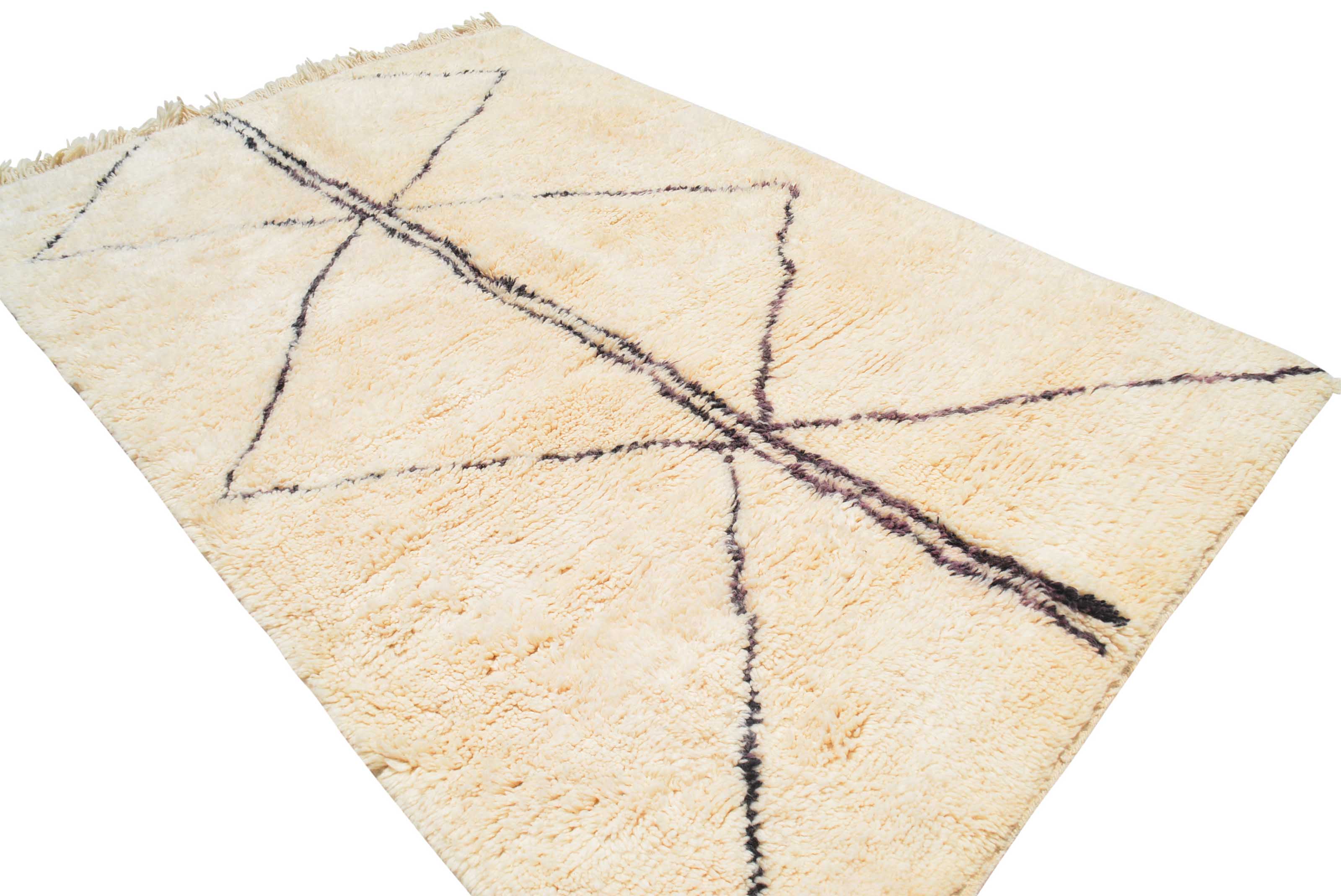 Fine Day (4'10" x 7'8") - Minimalist Bisected Diamond Beni Ourain Rug - Image 5