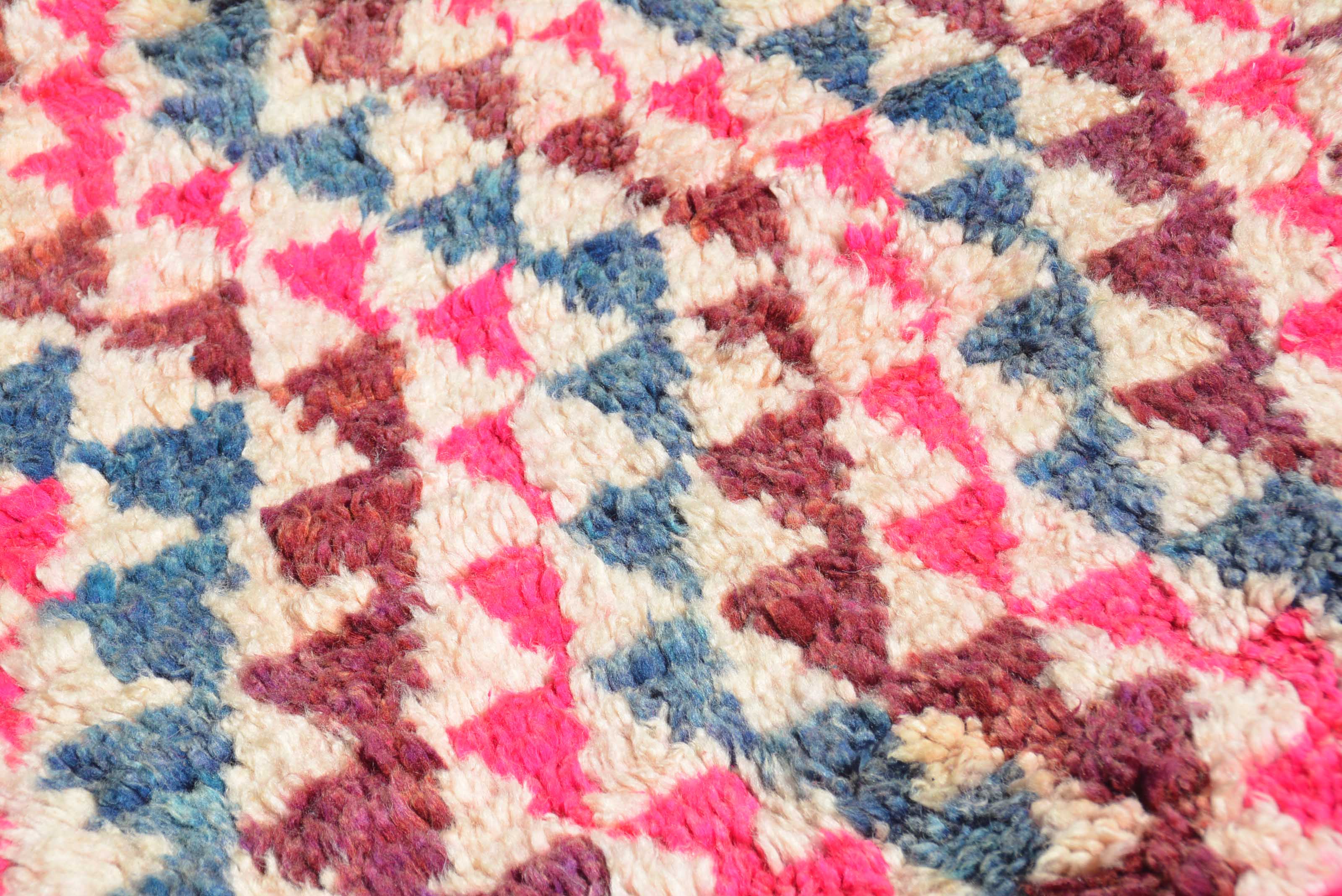 Julia (3'2" x 5'9") – Vintage Pink & Blue Geometric Boujaad Moroccan Accent Rug - Image 3