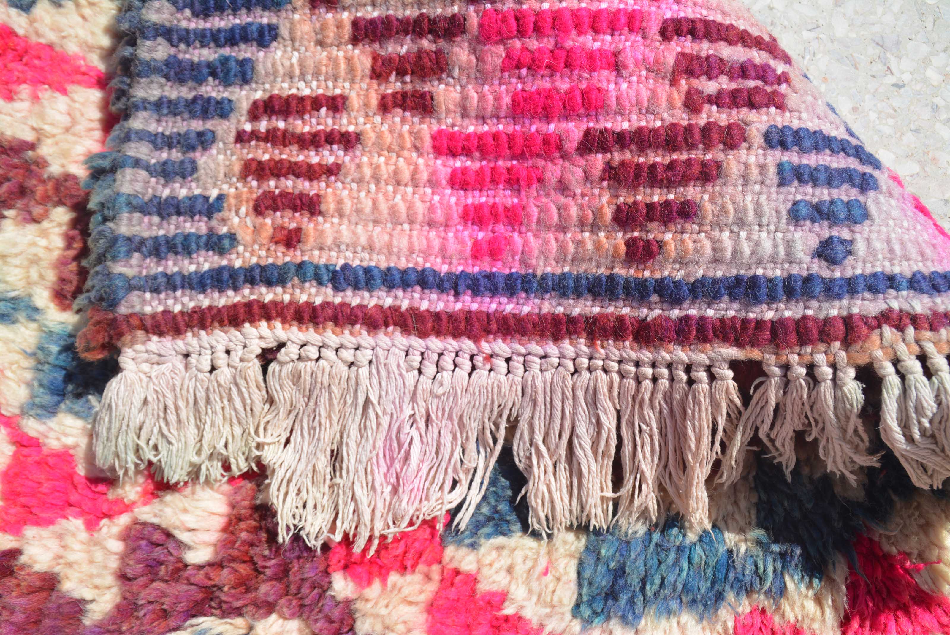 Julia (3'2" x 5'9") – Vintage Pink & Blue Geometric Boujaad Moroccan Accent Rug - Image 4