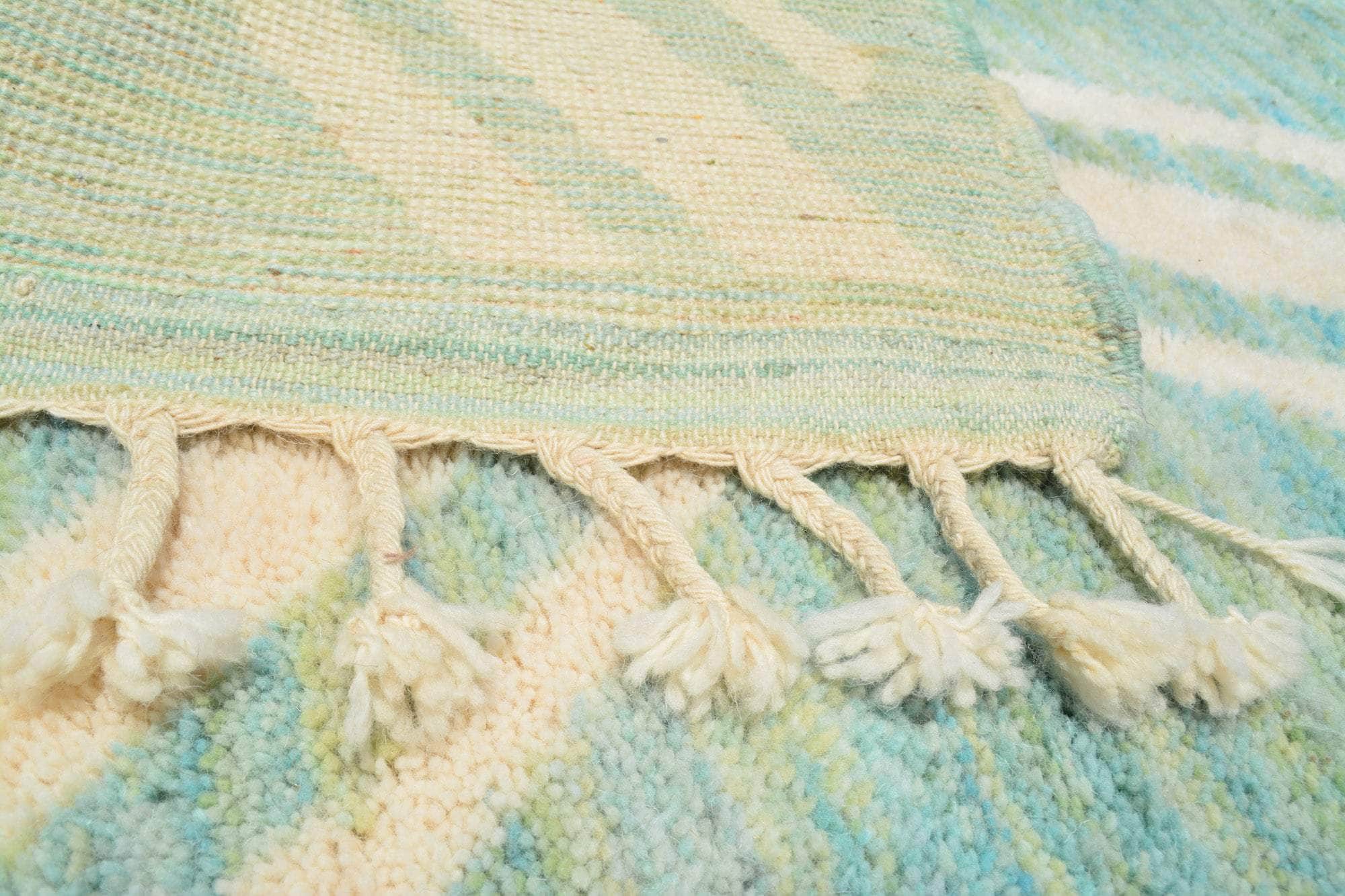 Mali (3'4" x 12'4") - Aqua Mud Cloth Inspired Moroccan Runner Rug - Image 4