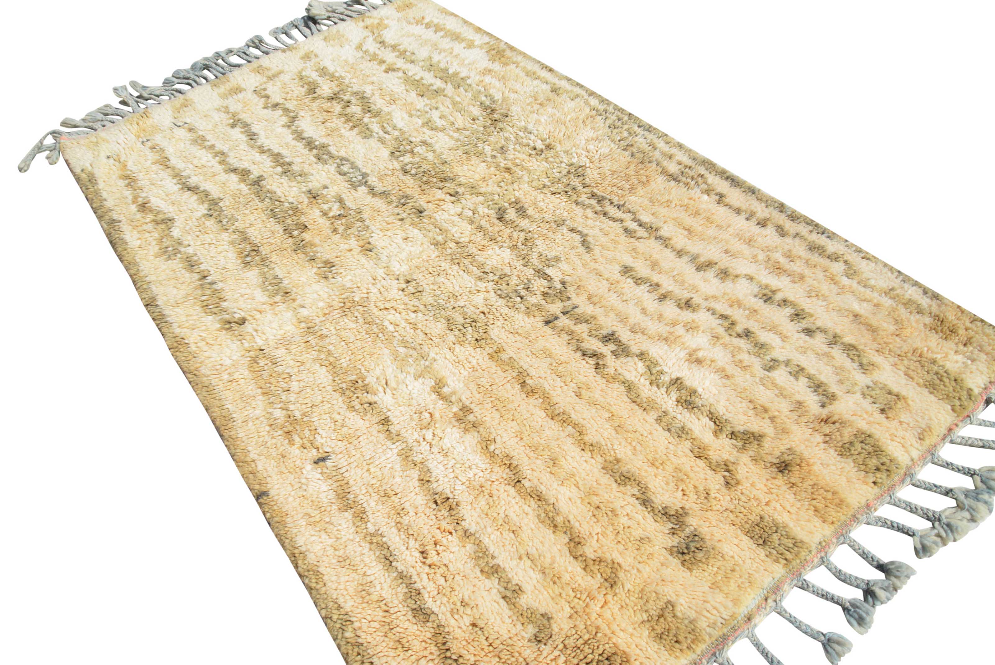 Rouah (3'5" x 5'5") - Earthy Wavy Vertical Line Azilal Rug - Image 3