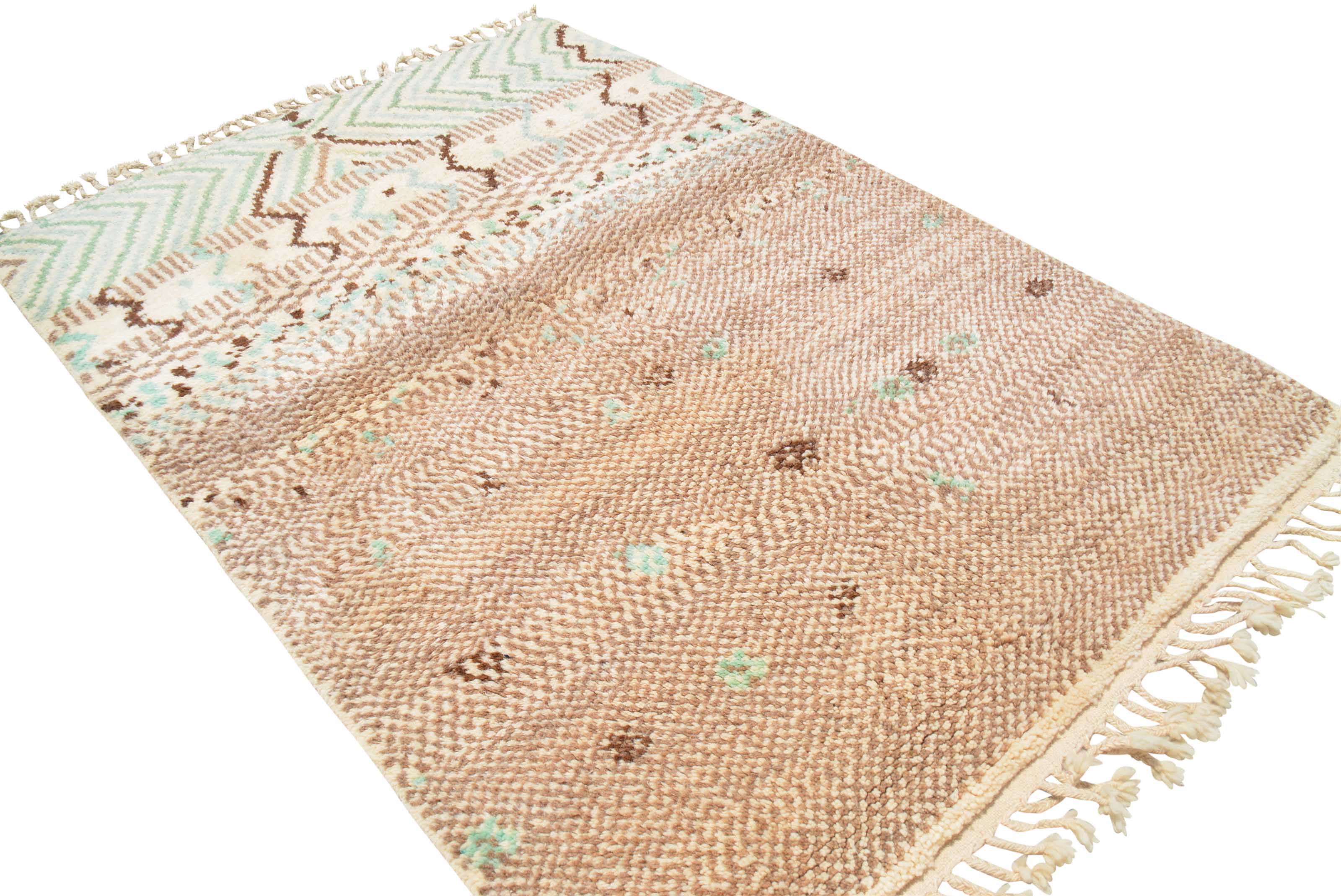 Yousra (4'3" x 6'2") - Earthy Blue & Brown Abstract Azilal Rug - Image 6